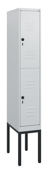 C+P Doppelstöckiger Spind Classic PLUS, Gestell, 1950x300x500mm, 7035/7035, Drehriegel, 0803305-10 S10009