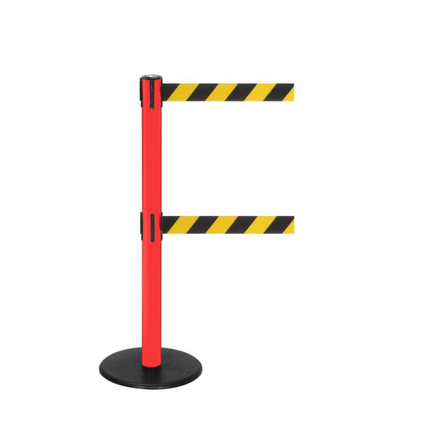 Stein HGS Personenleitsystem -P-Line Duo Safety-, rot, schwarz/gelb diagonal (schraffiert), mit Gurtendstück (Standard), Gurtlänge: 2,3 m, 15176-0202