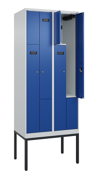C+P Z-Spind Evolo PLUS, Gestell, 4 Fächer, 2120x800x500mm, 7035/5010, Zylinderschloss, 0490337-224 S10037