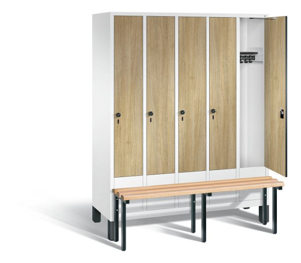 C+P Spind Evolo, 5 Abteile, H1850xB1480xT815 mm, Weiß/HPL Eiche, 48030-50 S10143