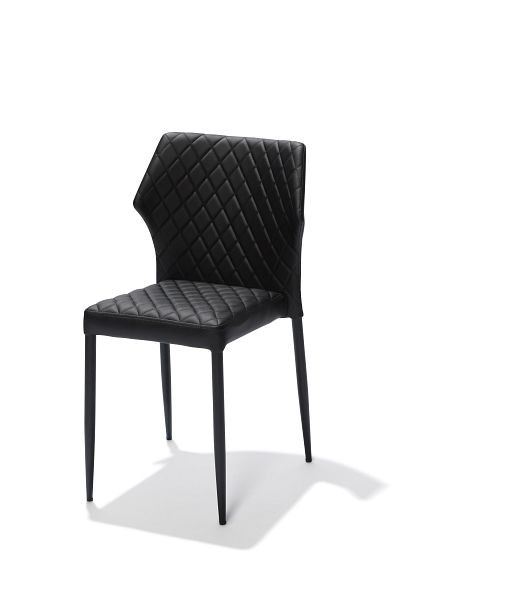 Feros Louis Stapelstuhl Schwarz, Kunstleder gepolstert, feuerhemmend, 49x57,5x81,5cm (BxTxH), 52003