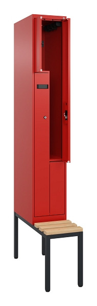 C+P Z-Spind Evolo PLUS, Bank, 2 Fächer, 2120x300x815mm, 3020/3020, Zylinderschloss, Sitzfläche Buche-Hartholz, Sitzbank, 0490537-102 S10052