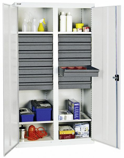 stumpf Werkzeug- und Materialschrank Serie 3000, 7035/7035, 14 Schublade 100 mm, Mitteltrennwand, 4 Wannenböden, 3004407