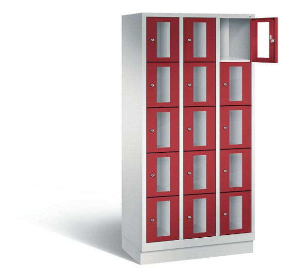 C+P Schließfachschrank Classic, H1800xB900xT500mm, Farbe: Lichtgrau / Rubinrot, 8020A305 S10001