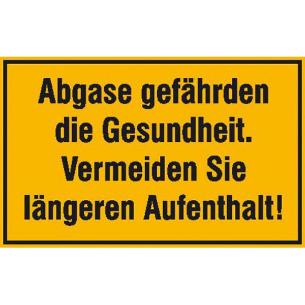 Stein HGS Hinweisschild, Abgase gefährden die Gesundheit, 400 x 250 mm / Kunststoff (Polystrol), 41.5753