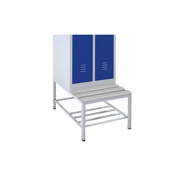 Lüllmann Sitzbankuntergestell mit Schuhrost, Sitzauflagen PVC grau, 400 x 800 x 800 mm, lichtgrau, 524240LG