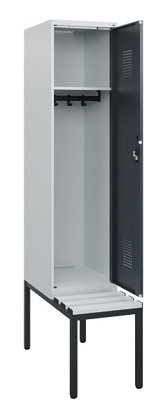 C+P Spind Evolo PLUS, 1 Abteil, 1950x400x815mm, 7035/7016, Zylinderschloss, Material Sitzfläche Kunststoff, Sitzbank, 0490505-12 S10093