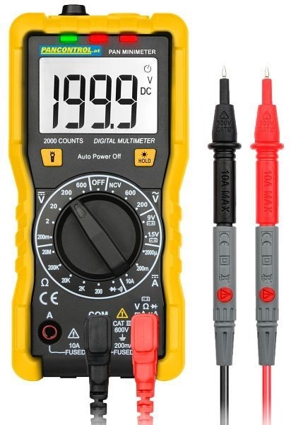 PANCONTROL Digital-Multimeter 600V CAT III, Durchgangsprüfer, Batterietest, PAN Minimeter