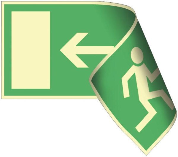 Moedel Rettungsweg links/rechts doppelseitig, BGV A8 (E13), Kunstoff, nachleuchtend, 160-mcd, 400x200mm, 61047