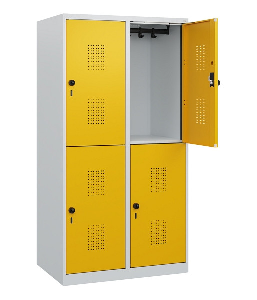 C+P Doppelstöckiger Spind Evolo PLUS, 4 Fächer, 1530x800x500mm, 7035/1004, Drehriegel, 0493005-22 S10000