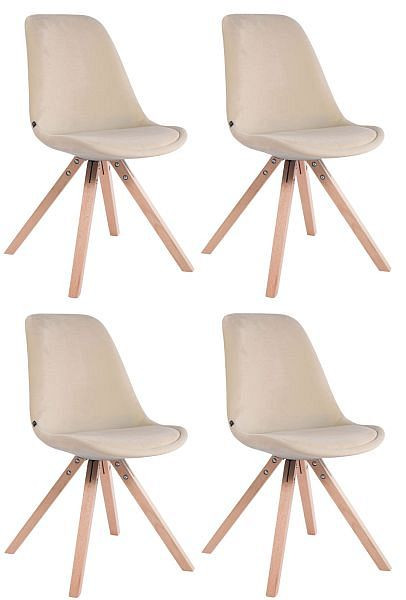 CLP Stuhl Toulouse Samt Square natura, creme, VE: 4 Stück, 320638