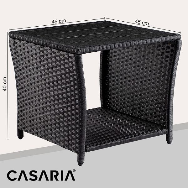 casaria Polyrattan Beistelltisch Vedis Schwarz 45x45x40cm, 109508