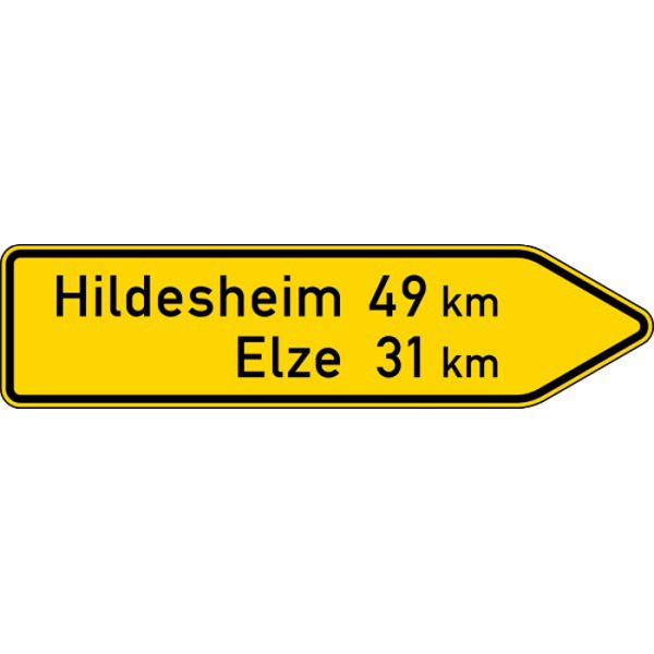 Stein HGS Verkehrszeichen StVO, Pfeilwegweiser auf sonstigen Straßen, rechtsweisend, einseitig Nr. 418-20, 1500mm /RA2/Flachform 2mm, Höhe: 450 mm, zweizeilig, 418-20-4-321