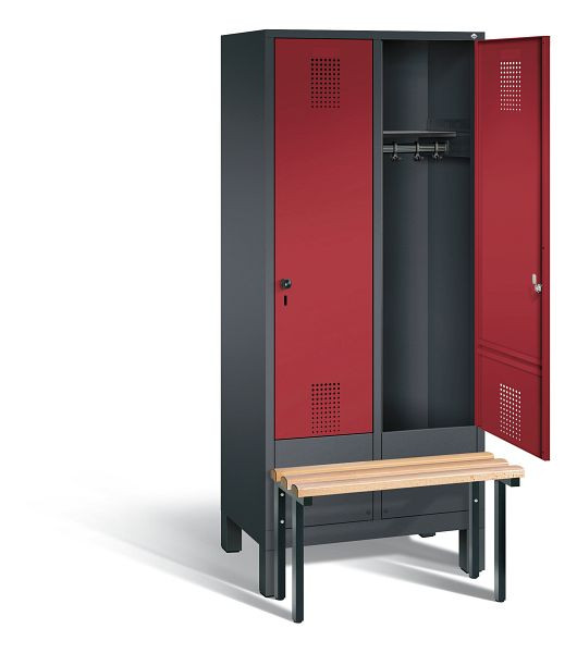 C+P Garderobenschrank Evolo, H1850xB810xT815mm, Farbe: Schwarzgrau / Rubinrot, 48030-22 S10104