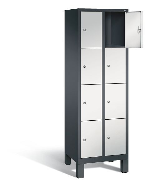 C+P Schließfachschrank Evolo, H1850xB610xT500mm, Farbe: Schwarzgrau / Lichtgrau, 48010-204 S10115