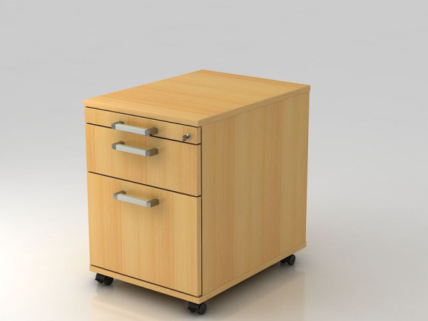 Hammerbacher Rollcontainer 58cm, 1 Schub, 1HR, Schloss Chromgriff Buche, 42,8x58x59 cm, 1/3/6 HE, VAC20/6/6/CE