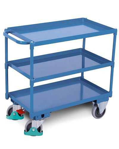 DENIOS Tischwagen DENIOS classic-line, 3 Stahlwannen, 845 x 495 mm, 500 kg, 258222