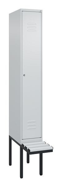 C+P Umkleidespind Classic PLUS, 2120x300x815mm, 7035/7035, Zylinderschloss, je 2 Doppel-Haken, 0800407-10F S10024