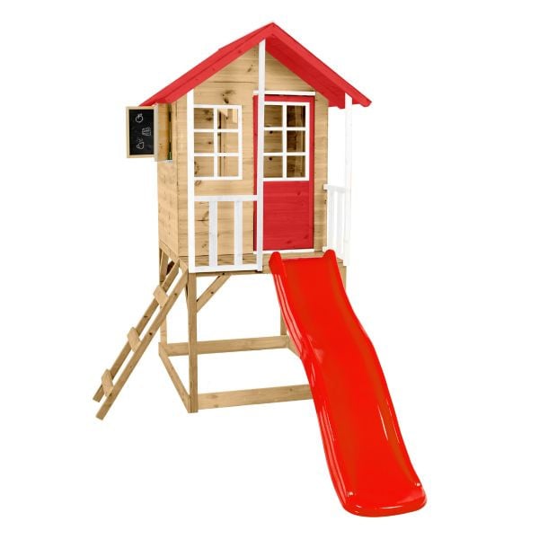 Zwerkules Spielhaus Lolla inkl. Rutsche Natur/Weiß/Grau 270x148x224cm, ZW3831