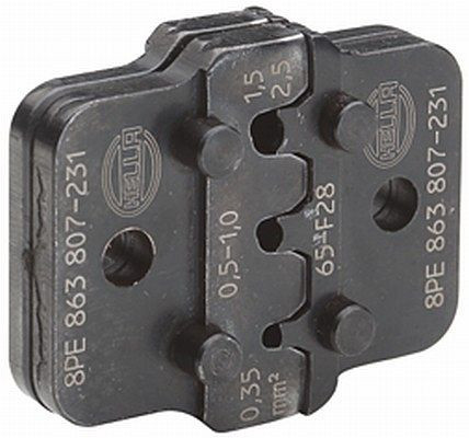HELLA Crimpzangeneinsatz, Metall, schwarz, Ø von: 0.35mm, Ø bis: 2.5mm, JPT/TAB2,8/MCP2,8/Profi, Typ I insert, 8PE 863 807-231