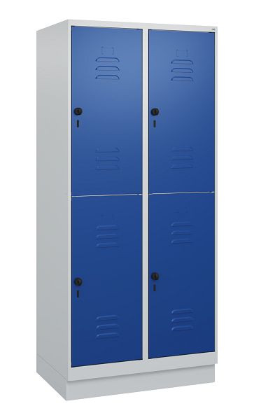 C+P Doppelstöckiger Spind Classic PLUS, Sockel, 2 Abteile, 1800x800x500mm, 7035/5010, Drehriegel, 0803207-22 S10003