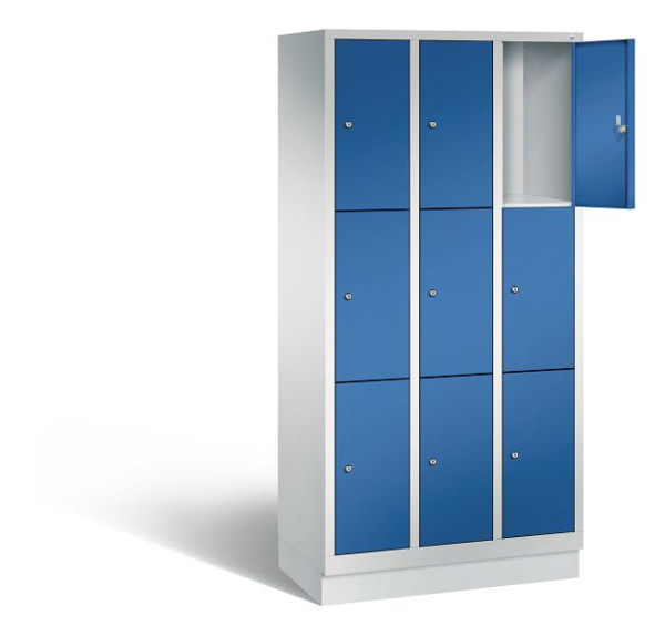 C+P Schließfachschrank Evolo, H1800xB900xT500mm, Farbe: Lichtgrau / Enzianblau, 48020-303 S10008