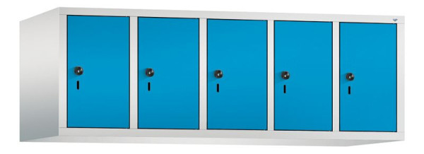 C+P Aufsatz-Garderobenschrank Evolo, 5 Abteile, H500xB1480xT500 mm, Lichtgrau/Lichtblau, 48090-50 S10025