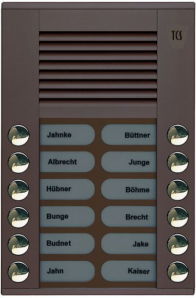 TCS Audio Außenstation Serie PES 12 Klingeltasten (rechts-/ linksbündig), AP bronze, PES12-EB/04