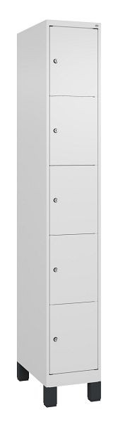 C+P Schließfachschrank Classic PLUS, Füße, 1950x300x500mm, 9016/9016, mit 5 Fächern, 080010-105 S10014