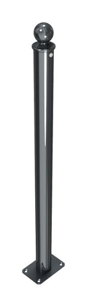 Schake Absperr-Stilpfosten Serie 465B Ø 60 mm, ortsfest, für Dübel Befestigung mit Bodenplatte 100 x 150 mm, ohne Verschluss, ohne Öse, 465PB