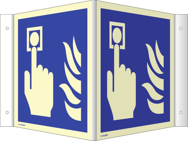 Moedel Winkelschild Hausalarm Brandmelder, Aluminium, langnachleuchtend, 160-mcd, 148x148 mm, 106003