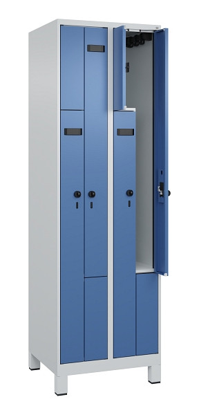 C+P Z-Spind Evolo PLUS, Füße, 4 Fächer, 1950x600x500mm, 7035/5023, Drehriegel, 049013-204 S10002