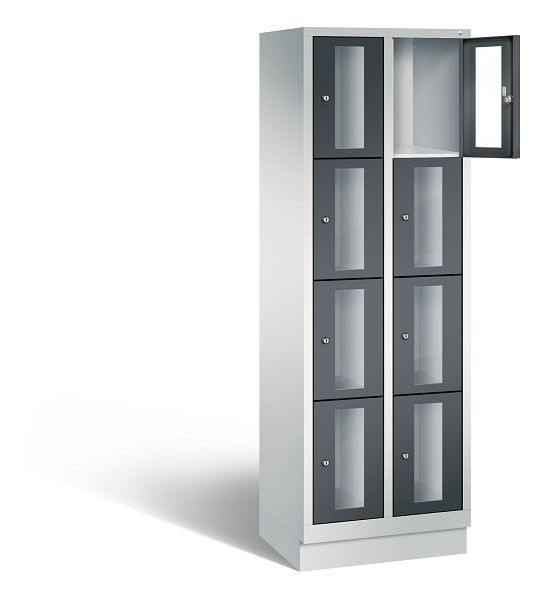 C+P Schließfachschrank Classic, H1800xB610xT500mm, Farbe: Lichtgrau / Schwarzgrau, 8020A204 S10005