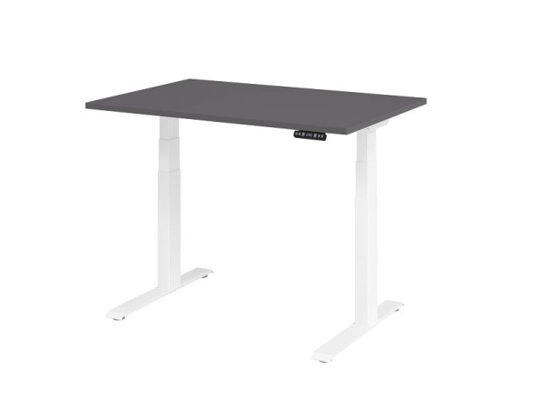 Hammerbacher Schreibtisch XDKB12, 120 x 80 cm, Platte: Graphit, 25 mm dick, ABS-Dickkante, Rechteckform, Weiß, VXDKB12/G/W