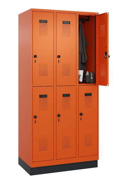 C+P Doppelstöckiger Spind Evolo PLUS, mit Sockel, 6 Fächer, 1950x900x500mm, 2004, Drehriegel, 049320-30 S10023