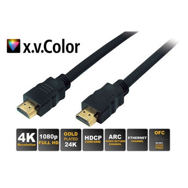 S-Conn HDMI A-Stecker auf HDMI A-Stecker, vergoldete Kontakte, Full HD, ULTRA HD, 3D, HEAC, 0,5m, 77470-0.5