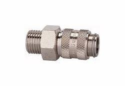 Riegler Schnellverschlusskupplung NW 5, Messing vernickelt, Außengewinde, 107159