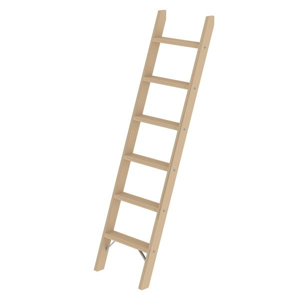Munk Günzburger Steigtechnik Stufen-Anlegeleiter Holz ohne Traverse 6 Stufen, 033706
