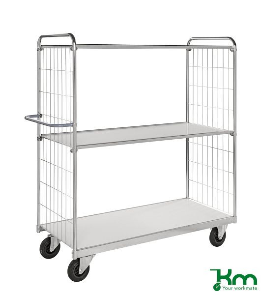 Kongamek Robuster und flexibler Regalwagen Serie 9000, 2 Lenk- und 2 Bockrollen mit Bremsen, 1390 x 650 x 1695 mm, KM9000-3MB