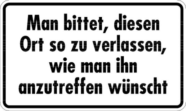 Schilder Klar WC-Kennzeichnung Man bittet, diesen Ort, 200x120x0.45 mm Aluminium geprägt, 78/00
