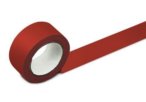 DENIOS Bodenmarkierband, 75 mm breit, rot, VE: 2 Rollen, 137141