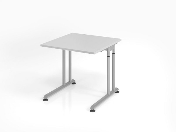 Hammerbacher Schreibtisch ZS08, 80 x 80 cm, Platte: Grau, 25 mm dick, ABS-Dickkante, Rechteckform, Silber, VZS08/5/S