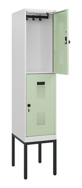 C+P Doppelstock-Spind Evolo PLUS, Gestell, 2 Fächer, 1950x400x500mm, 9016/6019, Drehriegel, 0493305-12 S10021