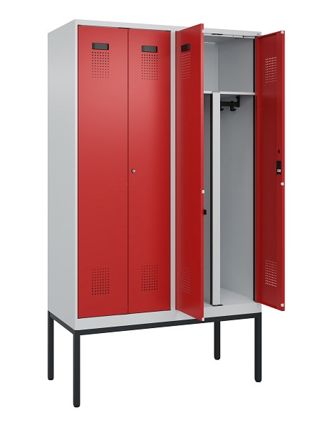 C+P PSA Doppel-Spind Evolo PLUS, Gestell, 4 Abteile, 2120x1200x500mm, 7035/3000, Zylinderschloss, 0490327-40P S10030