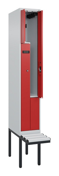 C+P Z-Spind Evolo PLUS, Bank, 2 Fächer, 2120x300x815mm, 7035/3000, Zylinderschloss, Material Sitzfläche Kunststoff, 0490437-102 S10080