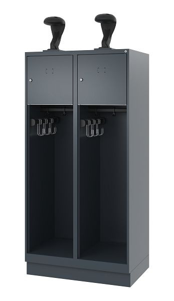 C+P Feuerwehrspind Evolo, Modell YOUNGSTER, 2 Abteile, H1530xB800xT500 mm, Anthrazit, Sockel, 0490015-22 S10010