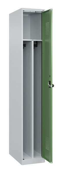 C+P Spind Evolo PLUS, 1 Abteil, 1850x300x500mm, 7035/6011, Verschluss Drehriegel, 049000-10F S10010
