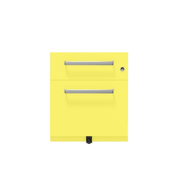 Bisley Rollcontainer Note™, 2 Schubladen, Tiefe 565 mm, Designgriff, 641 zinkgelb, NWH59M7SF641