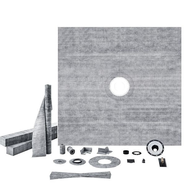 VEVOR Duschschwellen-Set, 1828 x 1828 mm mit 50,8 mm PVC-Mittelflansch, 101,6 mm Edelstahlrost, wasserdicht & Membran & Streifen, PVCLYTJHSPVCW4MFXV0