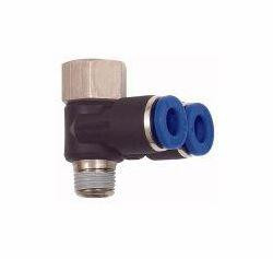 Riegler Y-Winkelsteckverschraubung, drehbar, Innengewinde zylindrisch und Außengewinde konisch, mit Gewindebeschichtung, 109642